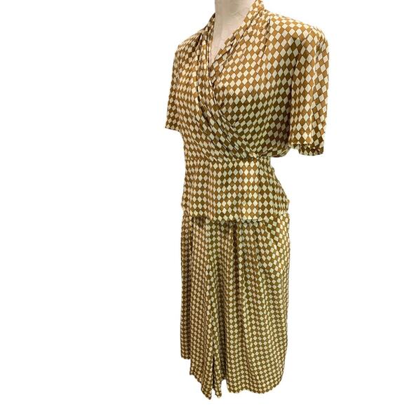 Size 6 Evan-Picone Vintage 1980s Silk Outfit Top Pants Flawed Upcycle Cutter - Picture 4 of 11